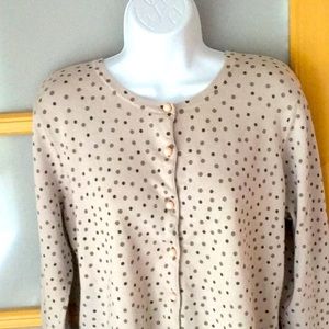 Beige polka dot cardigan with gum-ball buttons